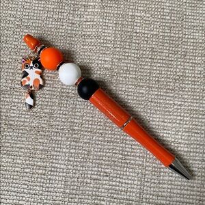 Orange, White, Black Cat Charm Pen (Tail “wags”)